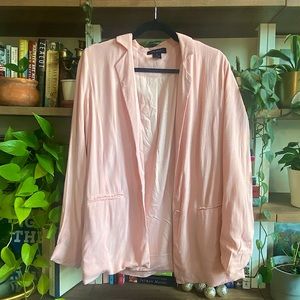 Chic baby pink slouchy casual blazer jacket